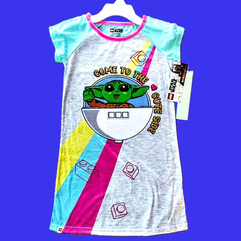 LEGO ~ Star Wars ~ Disney ~ Baby Yoda Nightgown ~ Sleep Shirt Girl's Sz 7-8 NWT